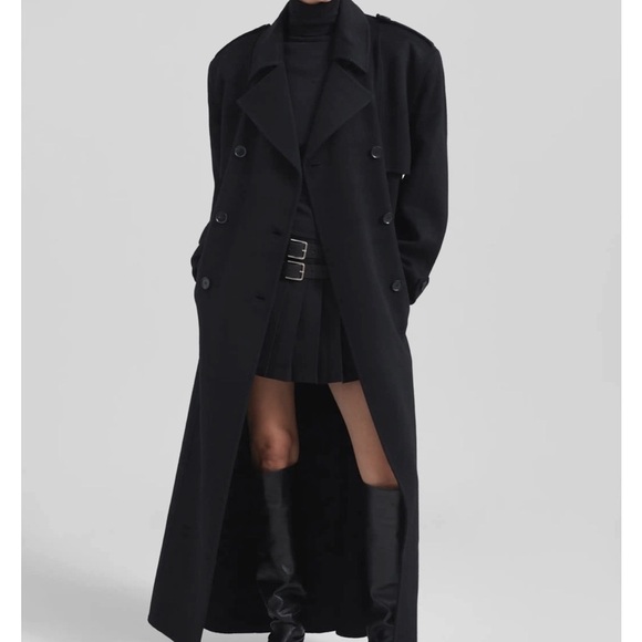 The Frankie Shop Jackets & Blazers - The Frankie Shop Women's Black Double-Breasted Wool Trench Coat NEW